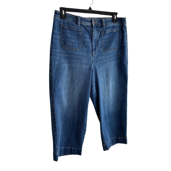 Talbots Flawless Size 14P Capri Stretch Denim Cropped Jeans High-Waist Wide - Picture 4 of 15